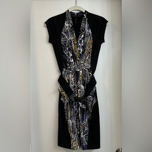 BCBGMAXAZRIA sleeveless v-neck dress in black/comb/multicolor size XXS